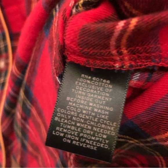 American Eagle Plaid Button Up Boyfriend Flannel Red Green XS - Picture 2 of 6